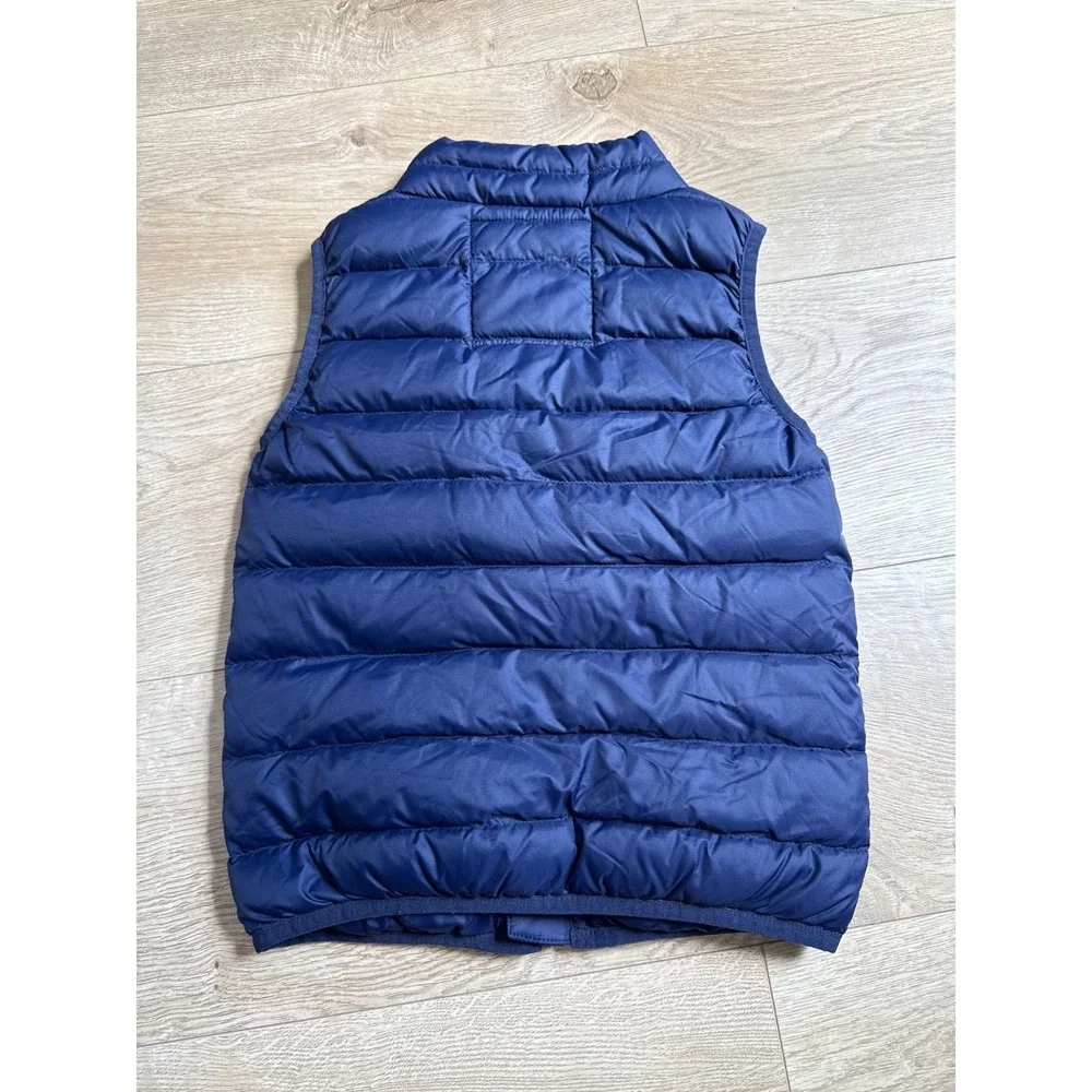 EUC Kids boys girls unisex Hanna Andersson blue puffer vest packs in pocket sz 5